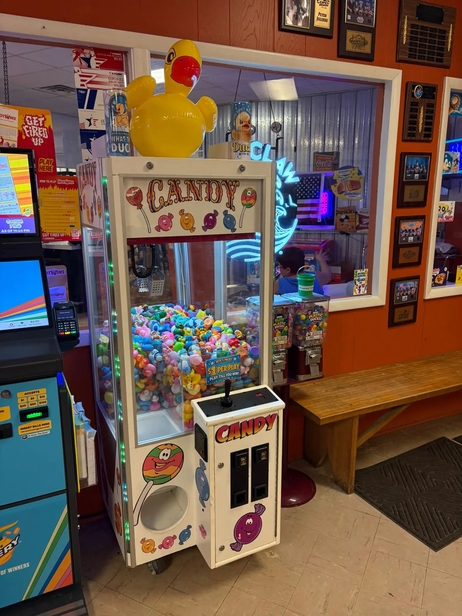 Candy and prize machine at Rapid Lanes