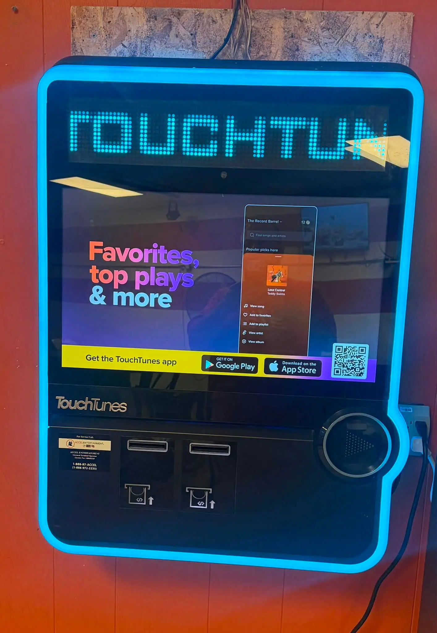 TouchTunes jukebox at Rapid Lanes